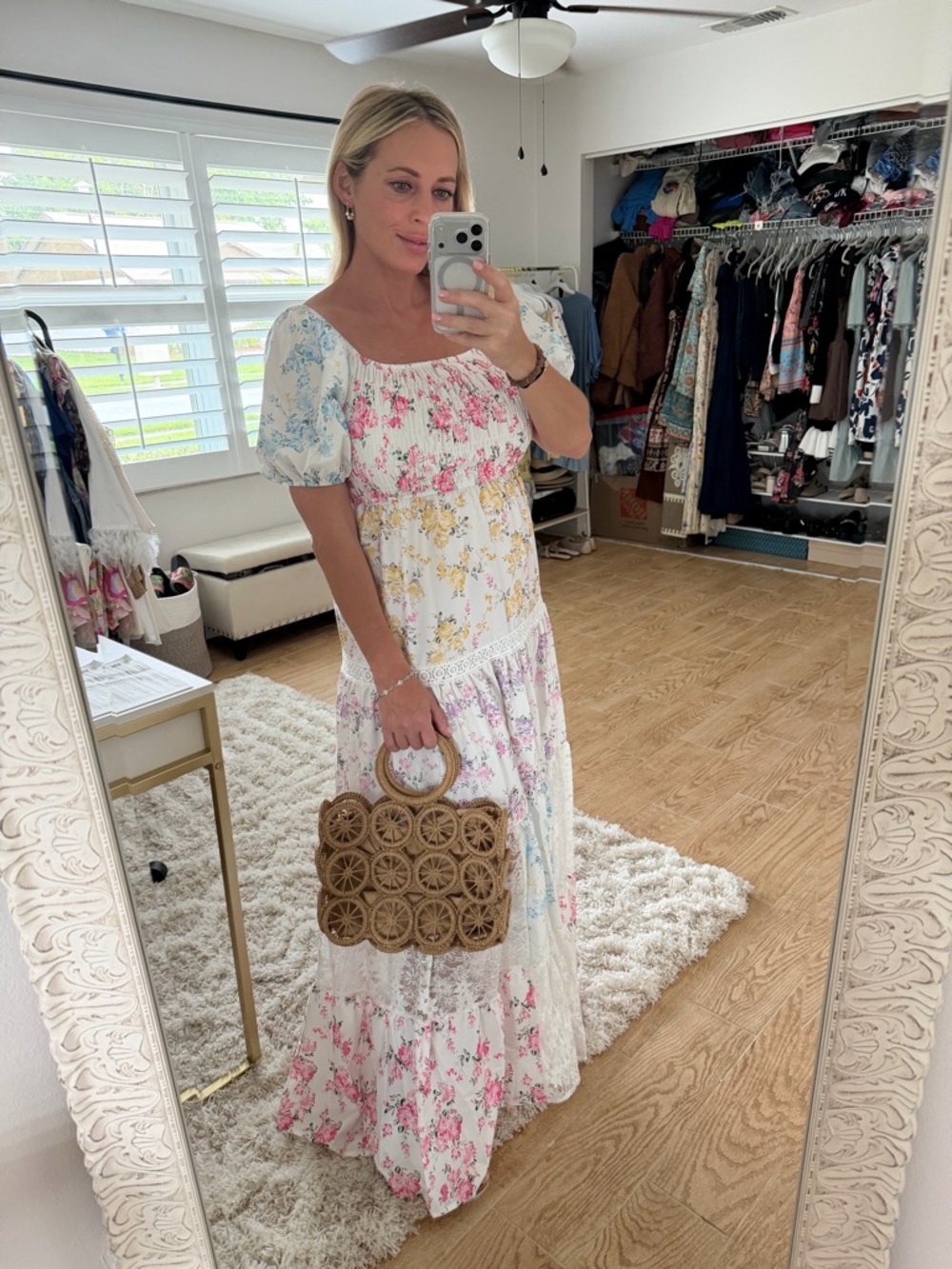 Boho Floral Tiered Maxi Dress in Pastel Floral